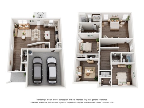 Floor plan for 3 beds, 2.5 baths, 1882 sqft